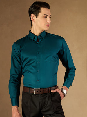 Teal Green: Solid Formal Shirt