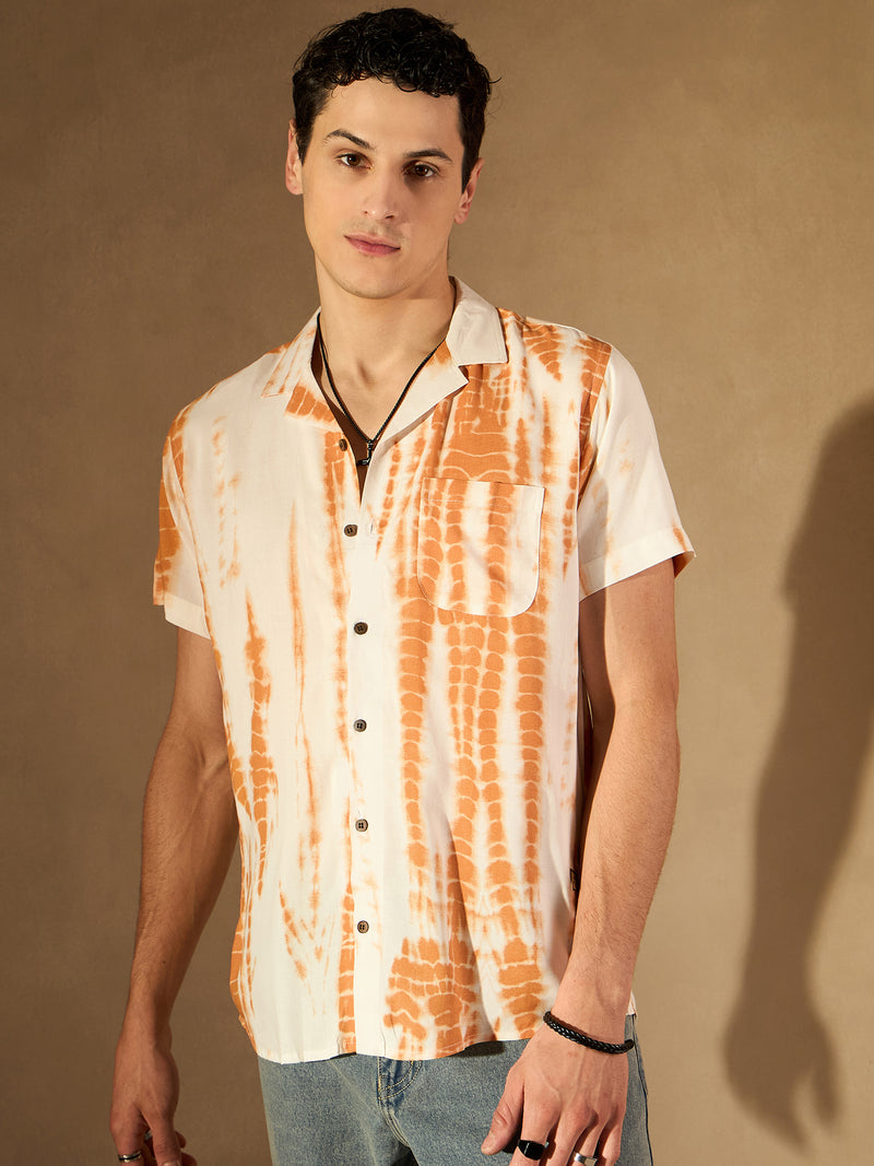 White: Half Sleeves Block Printed Shirt