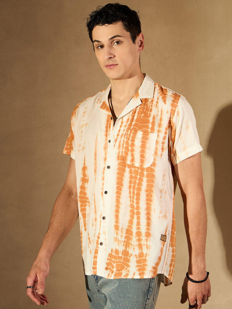 White: Half Sleeves Block Printed Shirt