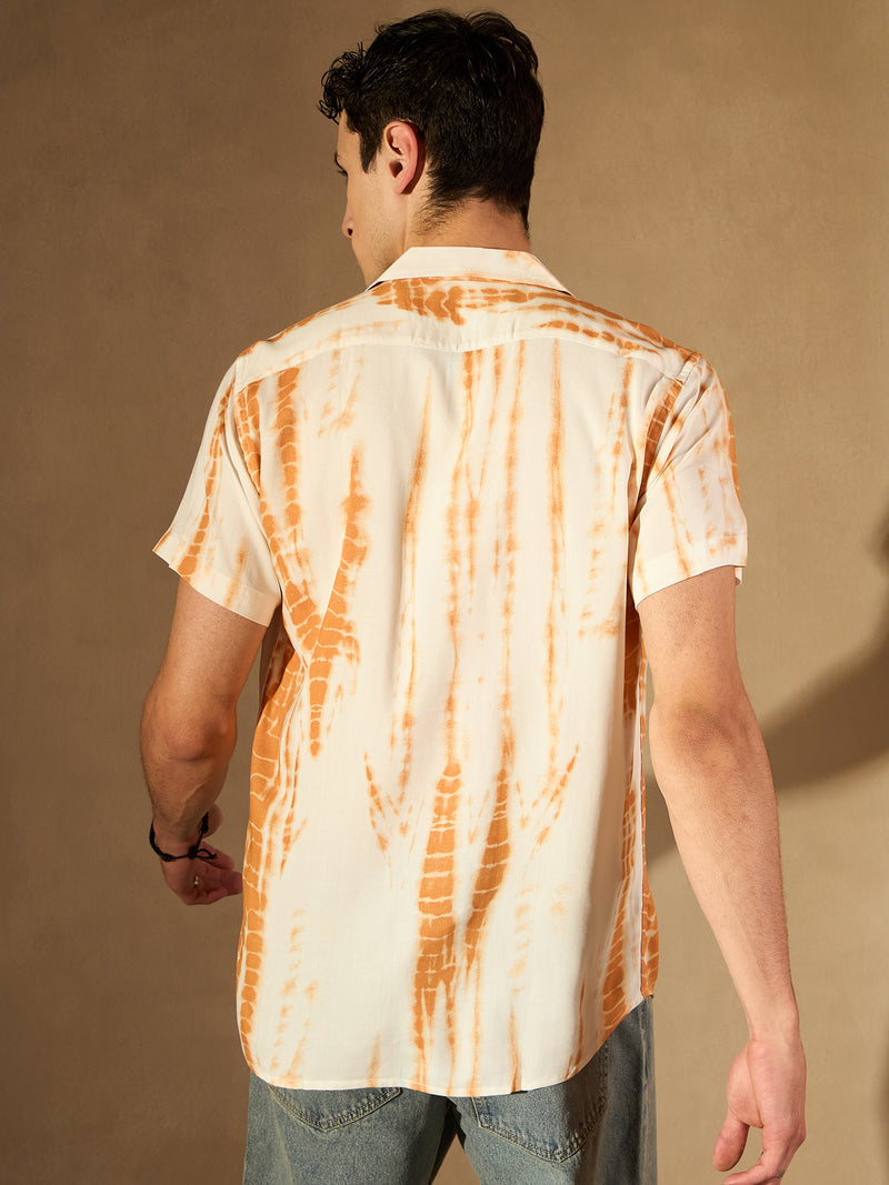White: Half Sleeves Block Printed Shirt