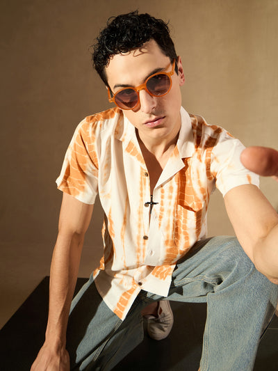 White: Half Sleeves Block Printed Shirt
