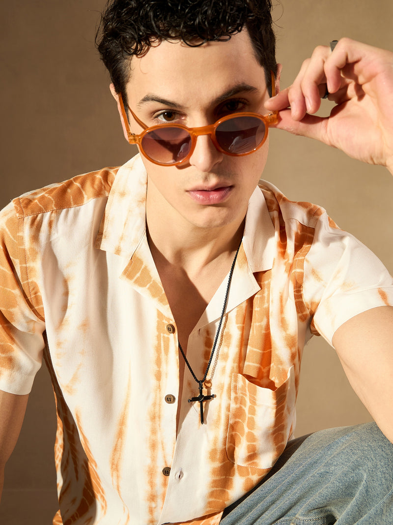 White: Half Sleeves Block Printed Shirt