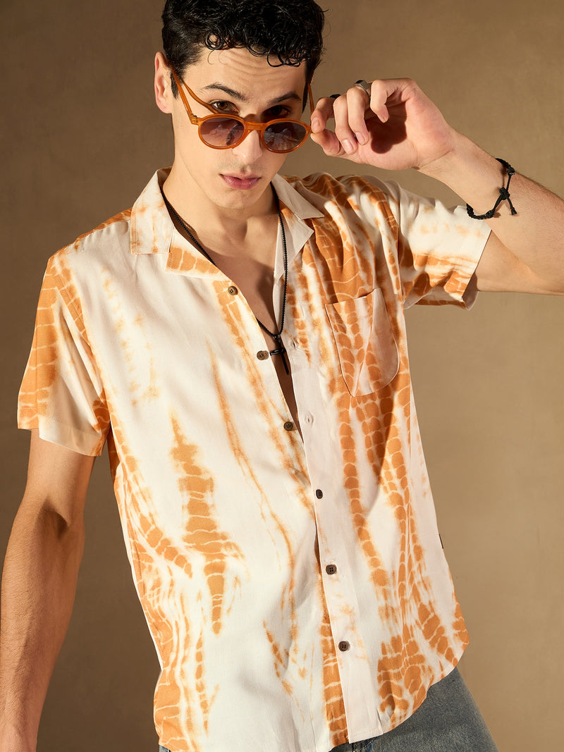 White: Half Sleeves Block Printed Shirt