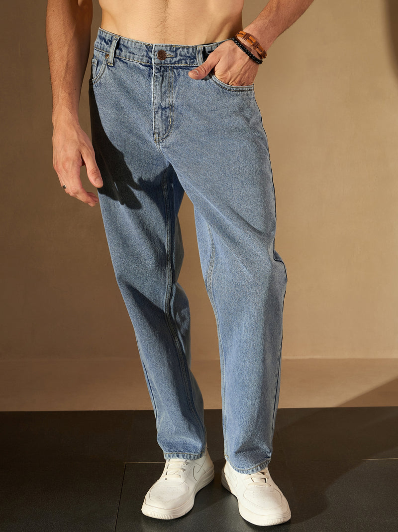 Blue Faded: Korean Baggy Jeans