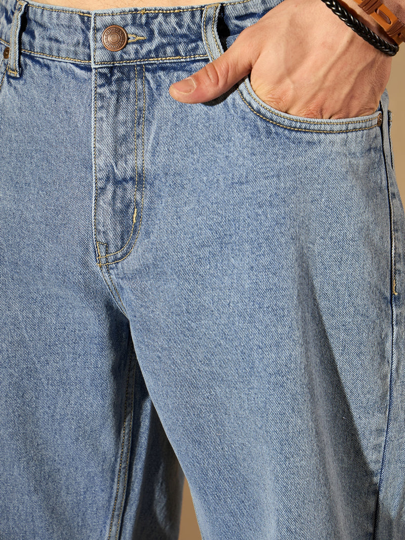 Blue Faded: Korean Baggy Jeans