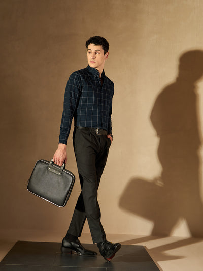 Black Tapered Fit Pleated Trousers