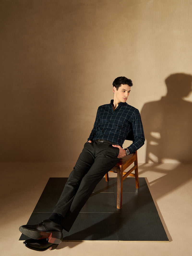 Black Tapered Fit Pleated Trousers