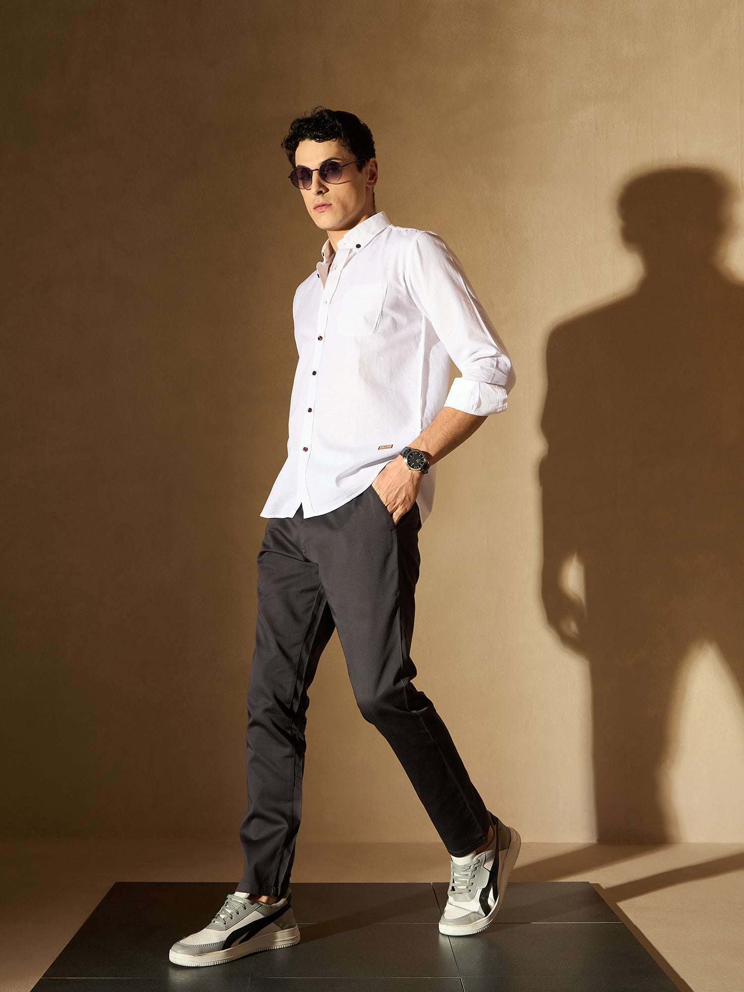 white dress shirt black pants brown shoes Should I pair this outfit with black or white shoes? The pants are beige, shirt is white and jacket is brownish. Thanks! : r/mensfashion