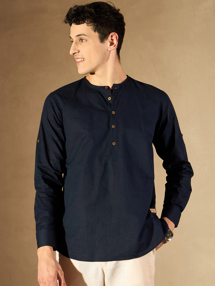 DENNISON Men Solid Linen Kurta