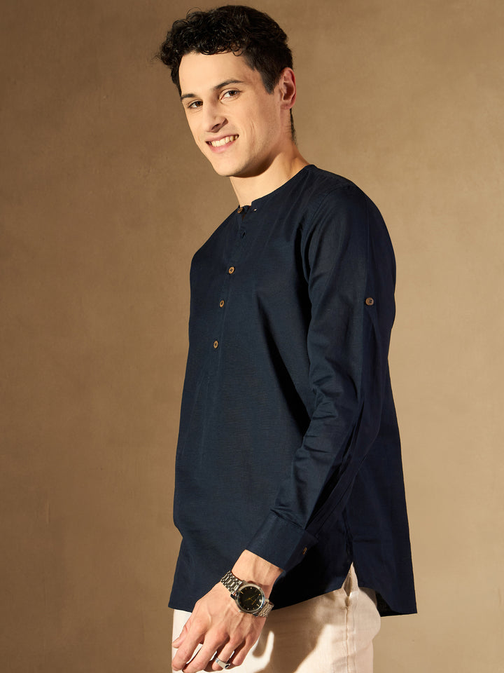 DENNISON Men Solid Linen Kurta