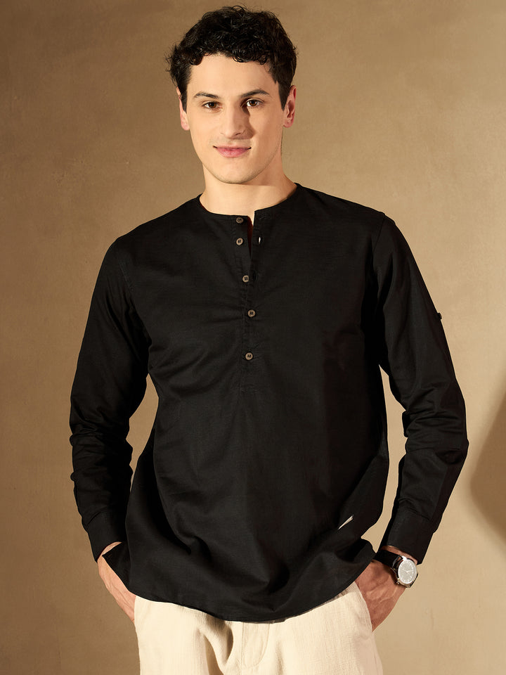 DENNISON Men Solid Linen Kurta