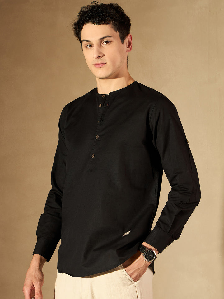 DENNISON Men Solid Linen Kurta