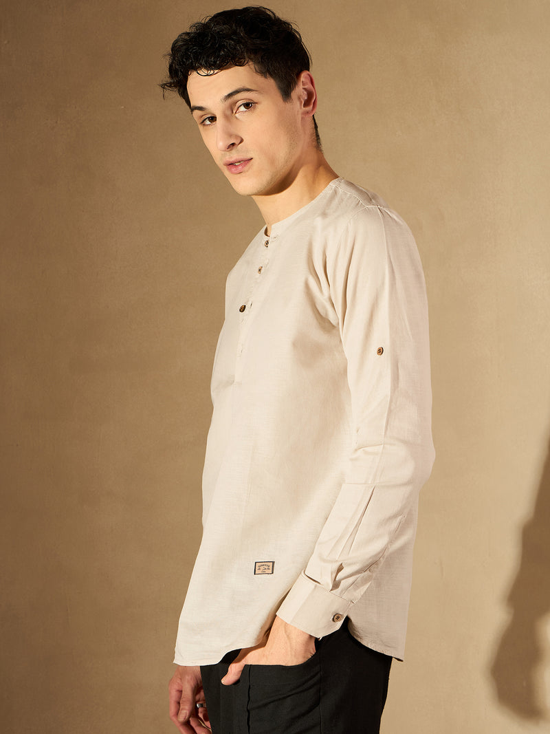 DENNISON Men Solid Linen Kurta