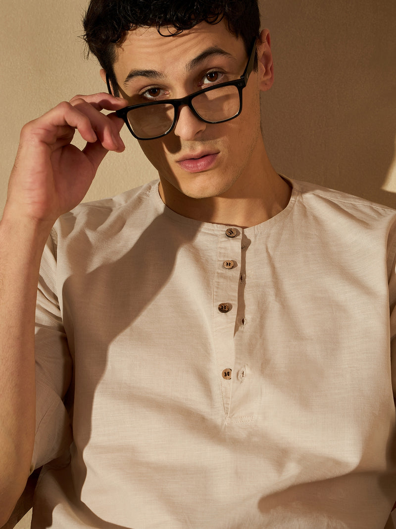 DENNISON Men Solid Linen Kurta