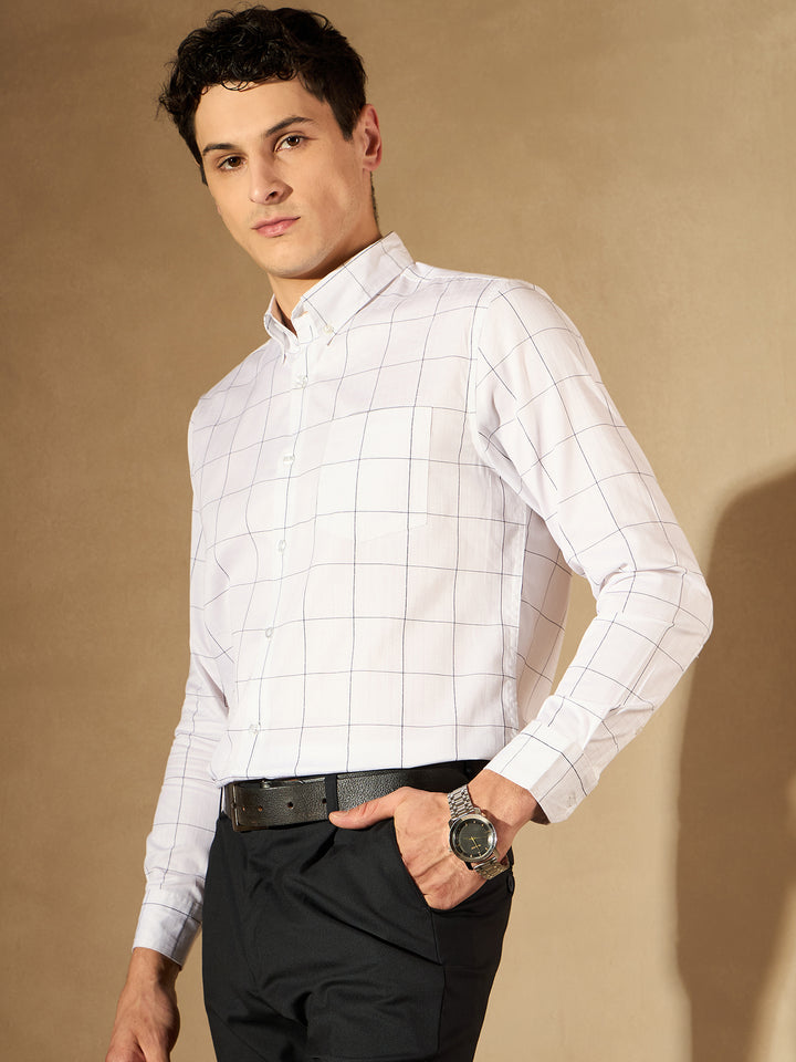 White Checked Formal Shirt