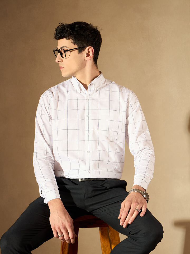 White Checked Formal Shirt