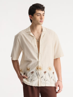 Floral Embroidered Cuban Shirt