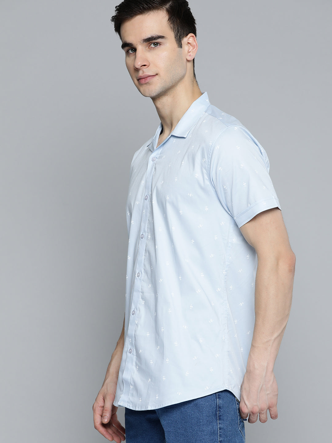Blue & White: Tropical Printed Shirt