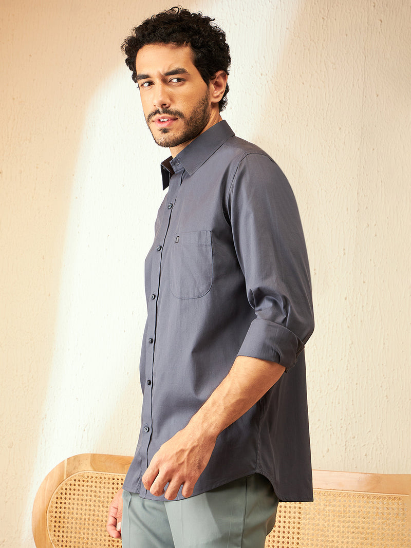 Steel Grey: Cotton Formal Shirt