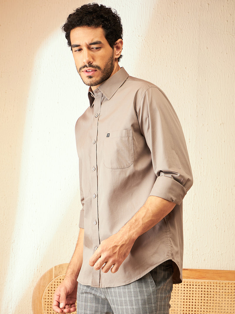 Grey: Cotton Formal Shirt