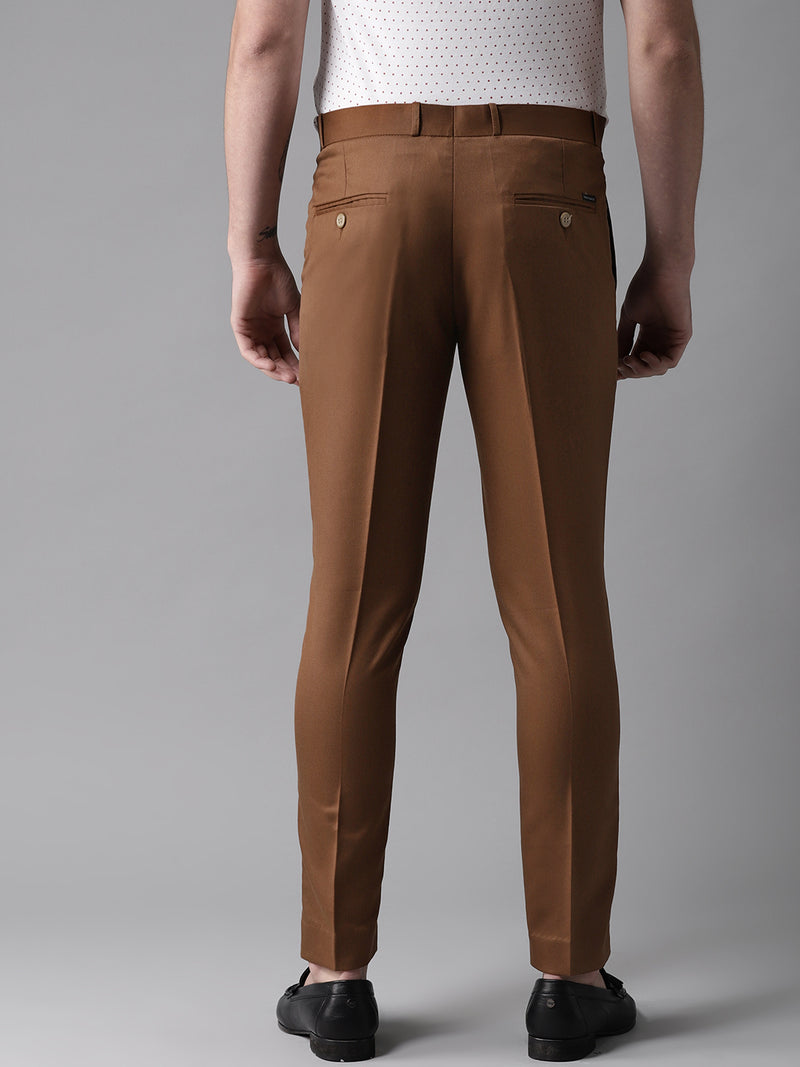 DENNISON Men Brown Smart Tapered Fit Trousers