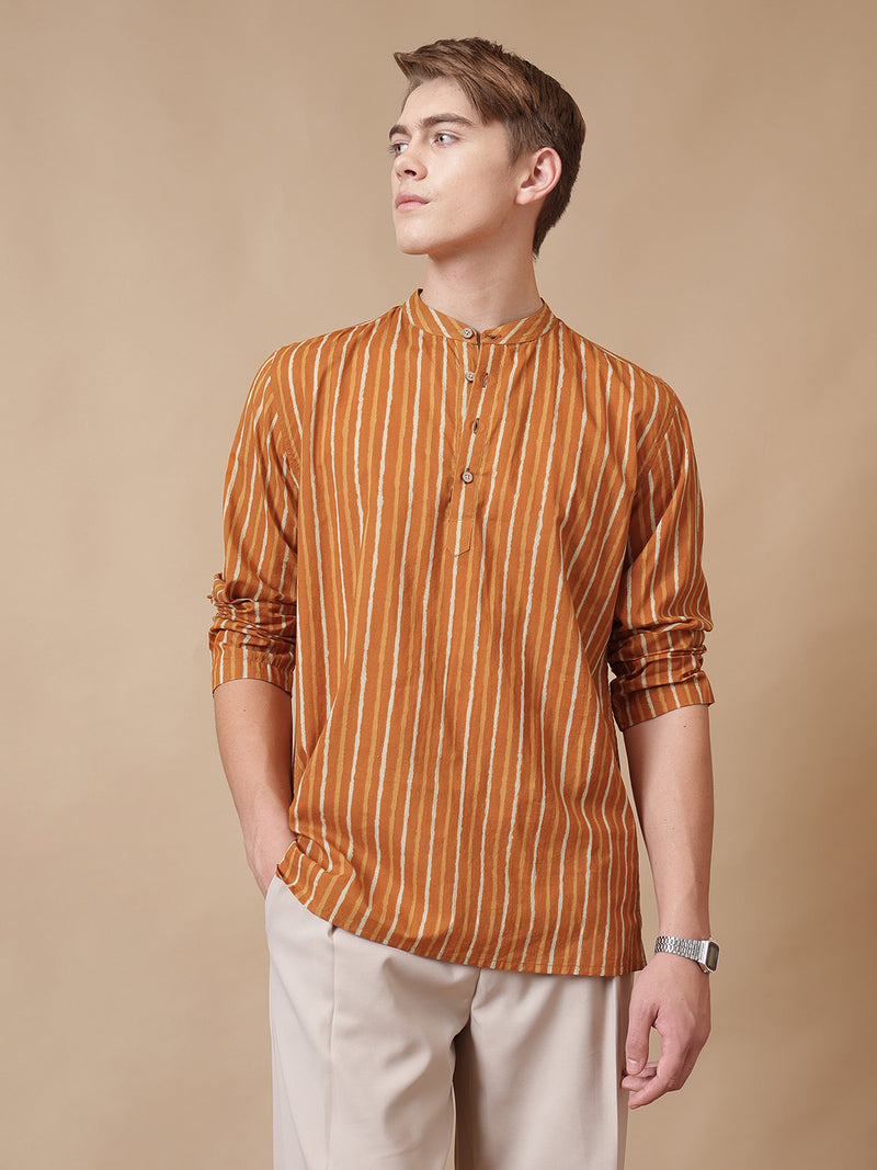 Retro Striped Cotton Kurta