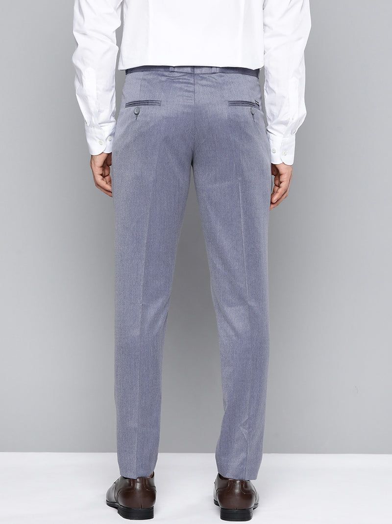 DENNISON Men Blue Smart Tapered Fit Easy Wash Trousers