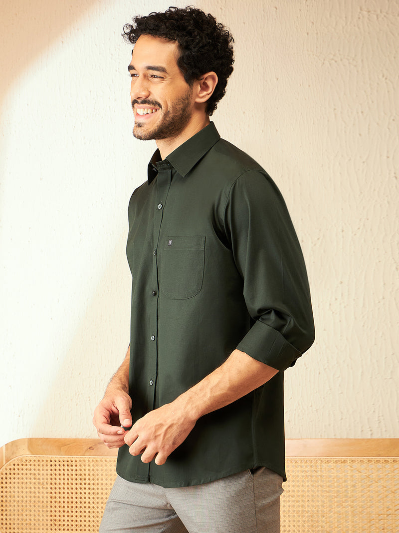 Olive Green: Cotton Formal Shirt