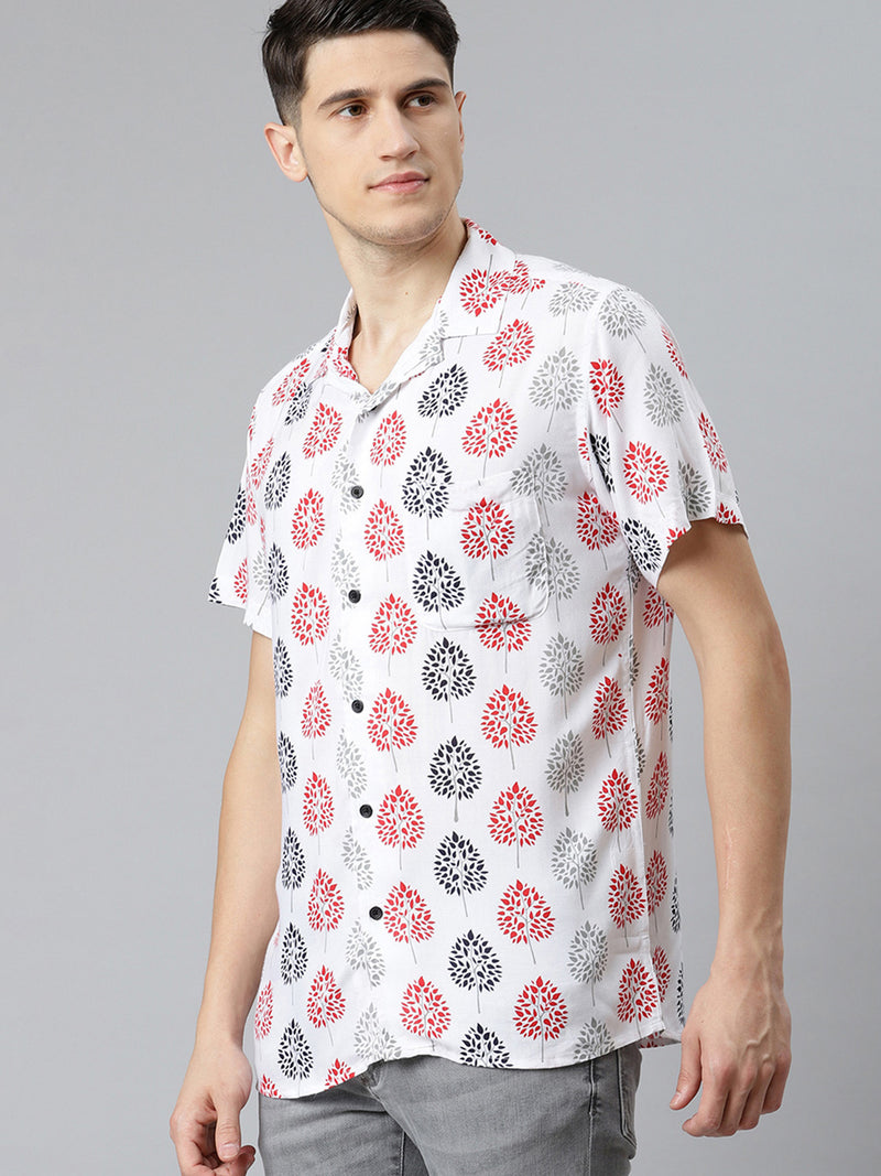 White & Red: Printed Shirt