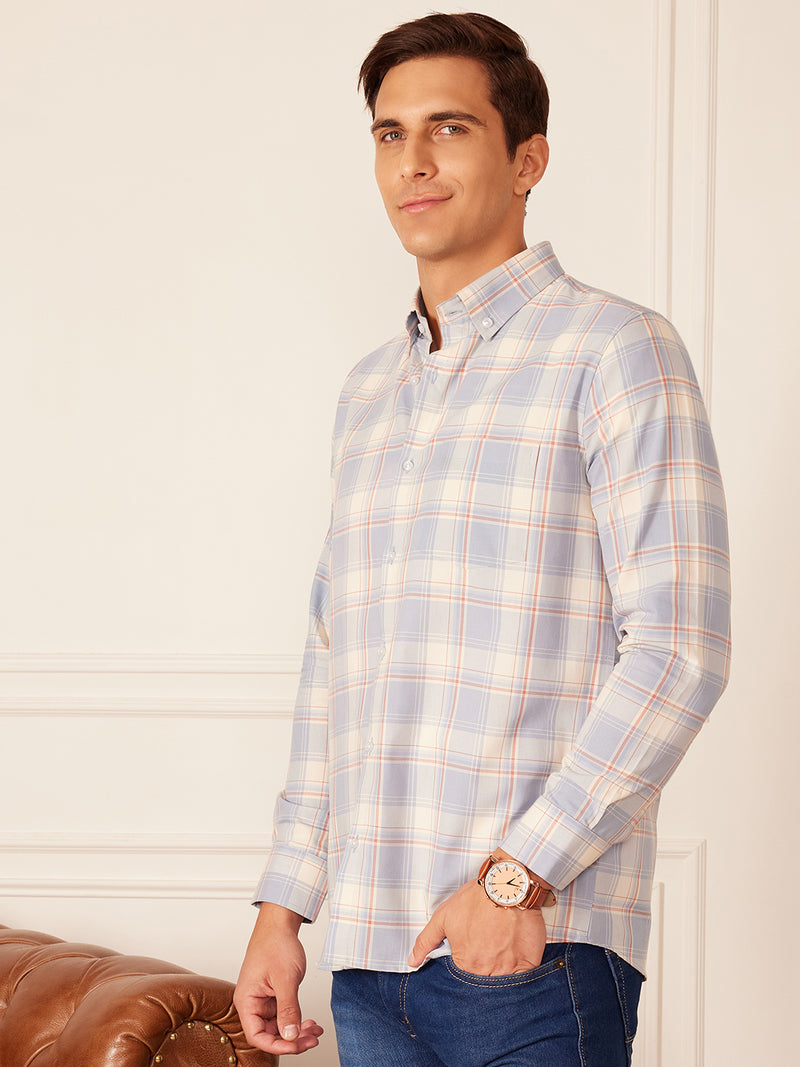 DENNISON Smart Checked Button-Down Collar Casual Shirt