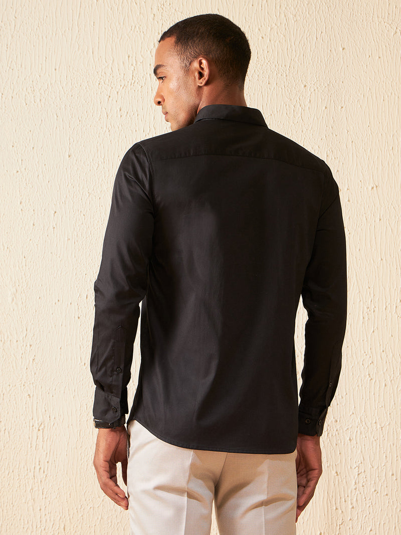 Black: Full Sleeves Smart Slim Fit Casual Shirt