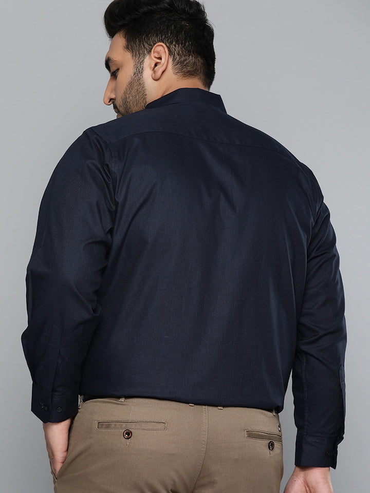 Navy Blue: Spread Collar Shirt
