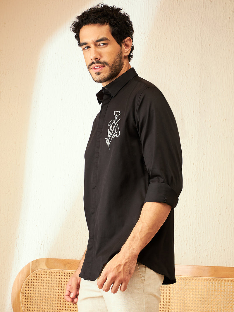 Black: Full Sleeves black Casual Shirt