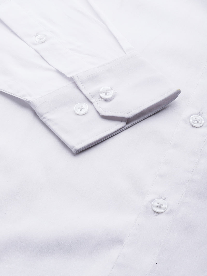 White: Full Sleeves Elbow Patch Formal Shirt