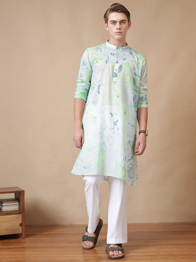 Hand Processed Marble Print Kurta With Natural Color Dyes