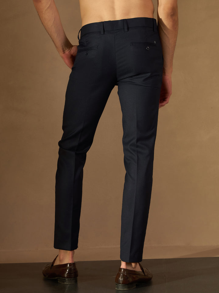 Dark Blue Flexi Waist Casual Trouser