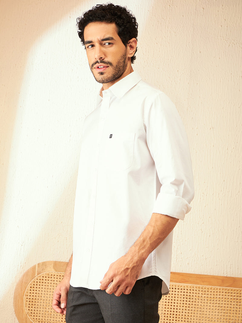 White: Smart Spread Collar Cotton Formal Shirt