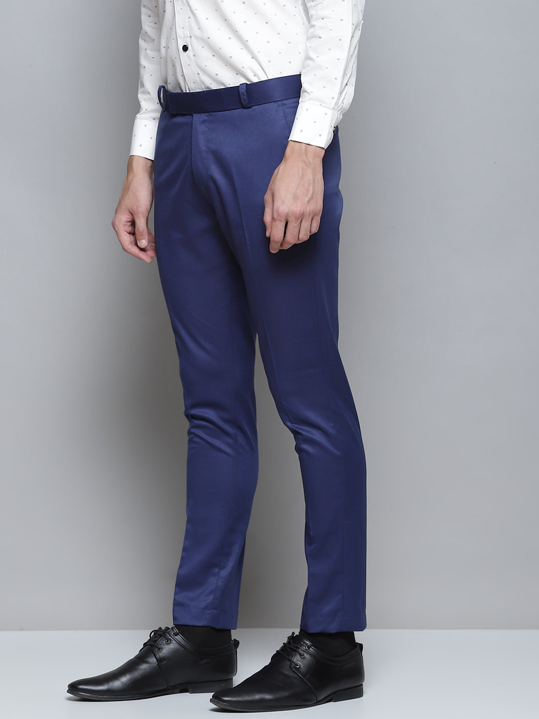 DENNISON Men Blue Smart Tapered Fit Formal Trousers
