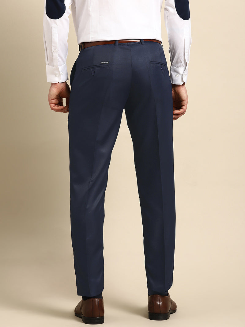DENNISON Men Navy Blue Formal Trousers