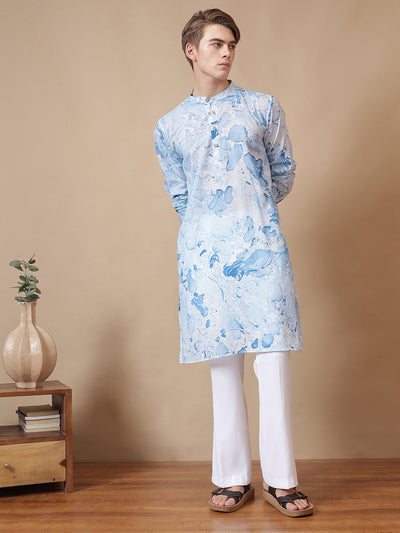 Hand Processed Marble Print Kurta With Natural Color Dyes
