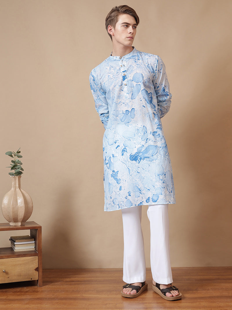 Hand Processed Marble Print Kurta With Natural Color Dyes