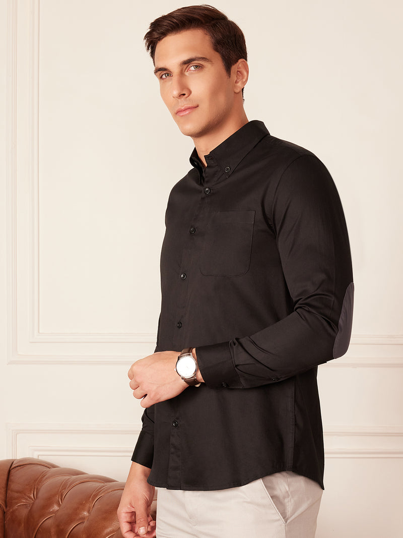 DENNISON Elbow Patch Smart Slim Fit Opaque Formal Shirt