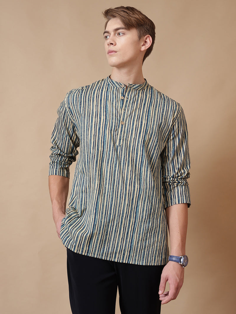 Retro Striped Cotton Kurta