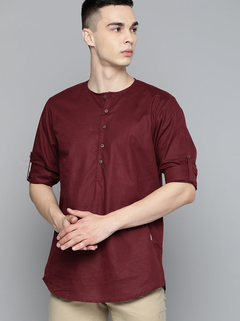 DENNISON Men Solid Linen Kurta