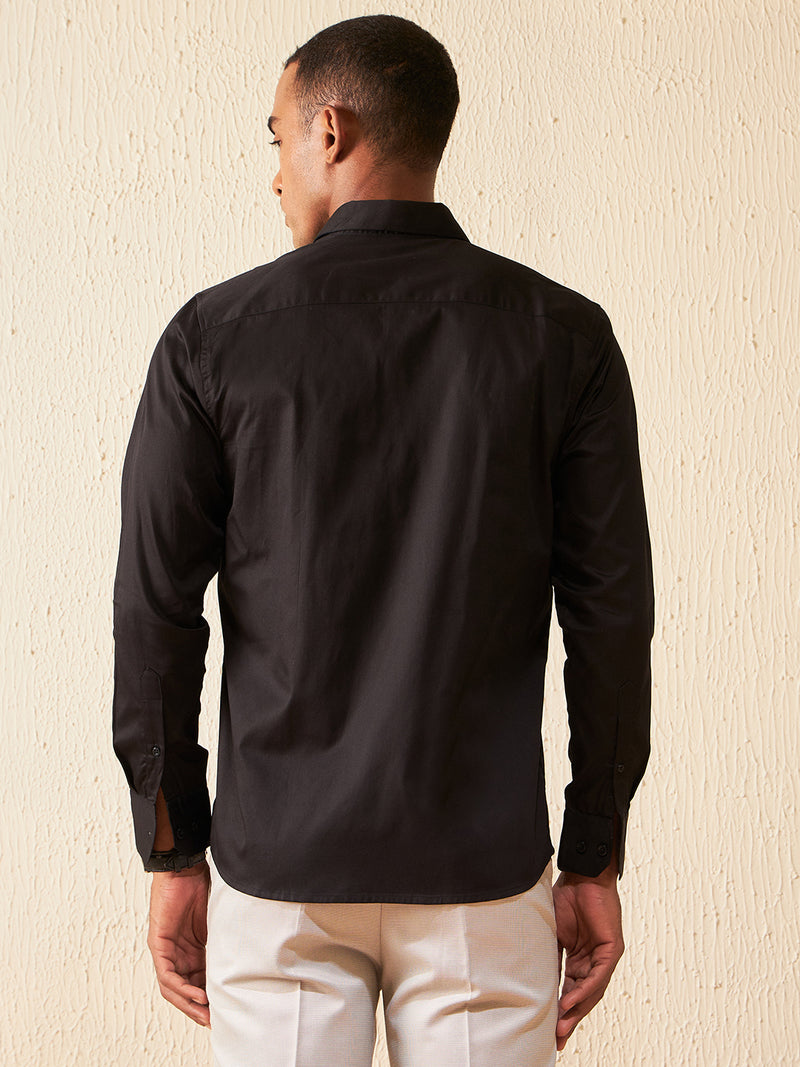 Black: Full Sleeves Smart Slim Fit Casual Shirt