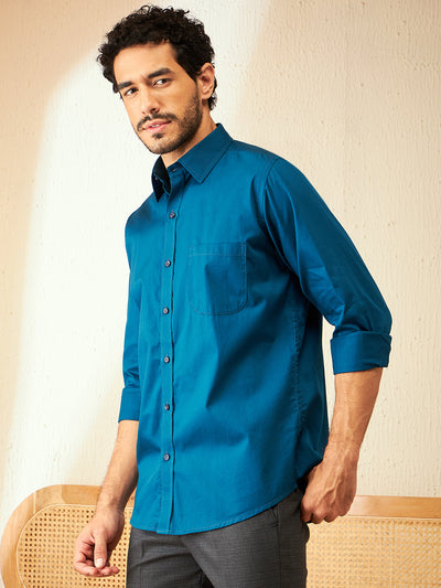 Blue: Turquoise Cotton Formal Shirt