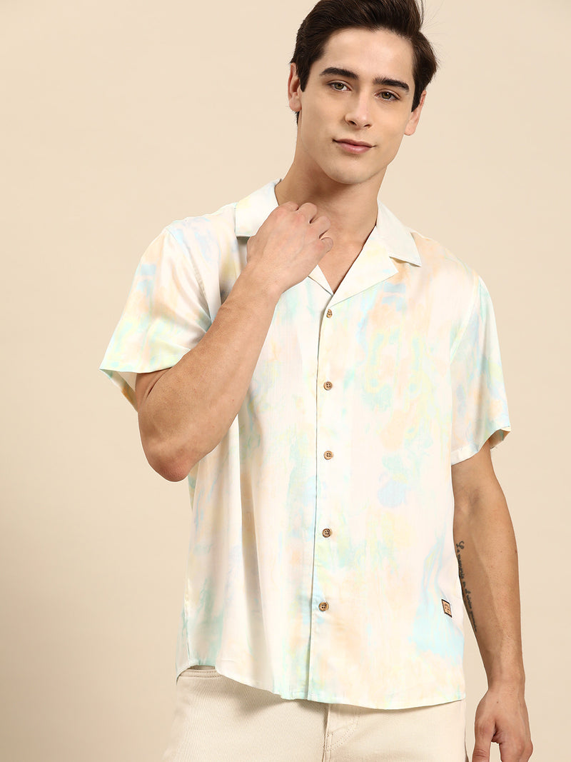 DENNISON Men Smart Opaque Printed Cuban Collar Casual Shirt