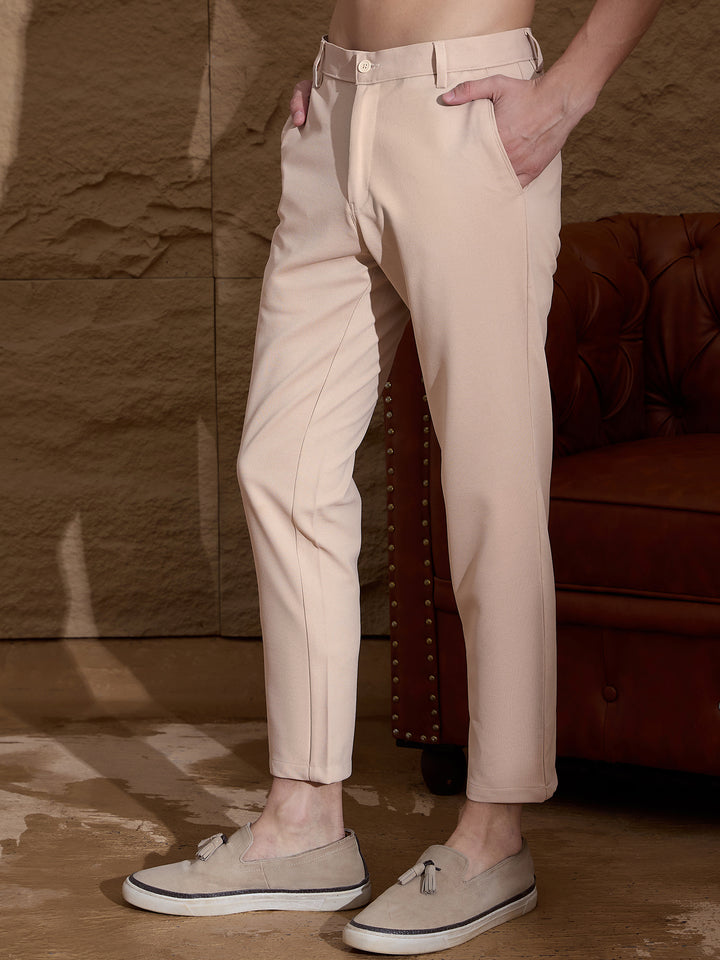 Men Textured Chinos Fit 4 Way Lycra Trouser