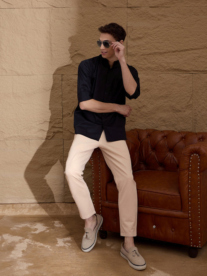 Men Textured Chinos Fit 4 Way Lycra Trouser