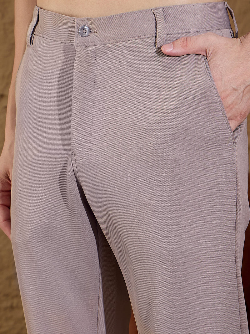 Stone Grey: Textured Stretchable Chinos